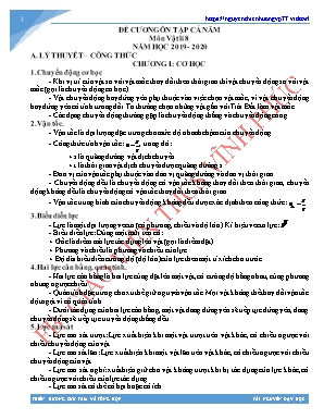Đề cương ôn tập cả năm môn Vật lí Lớp 8 - Năm học 2019-2020 - Thiên Hương